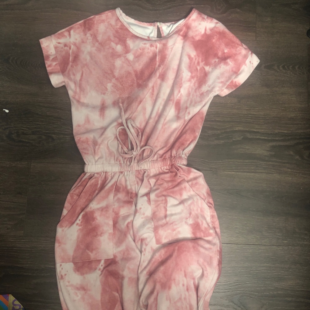 Blush Tie-Dye Drawstring Jumpsuit